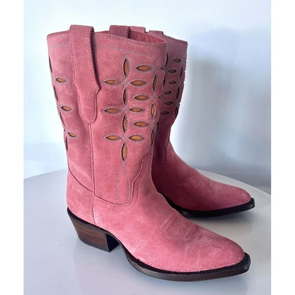 PLANET COWBOY X Anthropologie $475 Pee-wee Leather Western Cowgirl Boots Pink - Picture 9 of 14